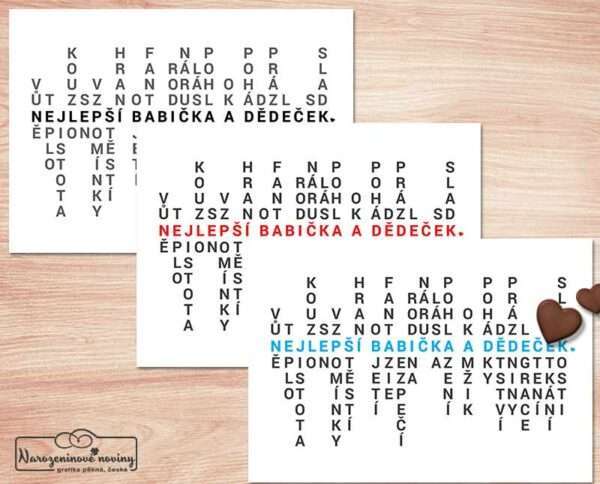 Dárek pro babičku a dědečka. Náhled barev.