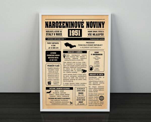 Narozeninové noviny - ročník 1951 s horoskopem, Starý papír. Náhled.