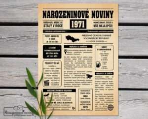 Narozeninové noviny - ročník 1971 s horoskopem, starý papír. Náhled.