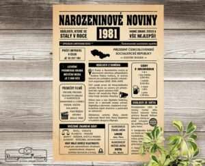 Narozeninové noviny - ročník 1981 s horoskopem, starý papír. Náhled.