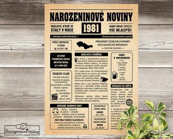 narozeninove-noviny-1981-s-horoskopem Narozeninové noviny - ročník 1981 s horoskopem, starý papír. Náhled.