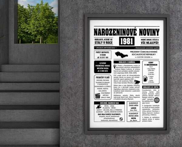 Narozeninové noviny - ročník 1981 s horoskopem, bílé. Náhled.
