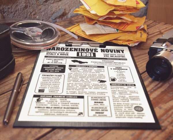 Narozeninové noviny - ročník 1951 s horoskopem, Bílé. Náhled.