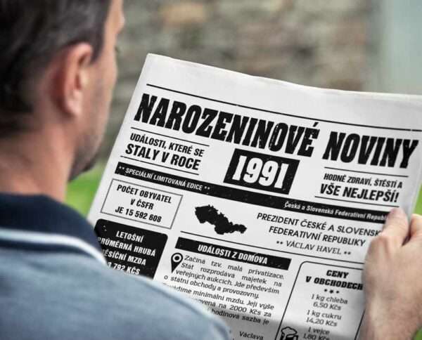 Narozeninové noviny - ročník 1991 s horoskopem, bílé. Náhled.