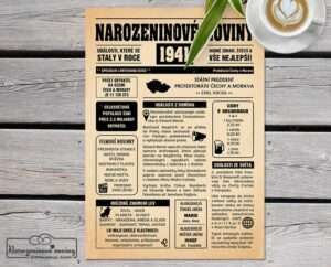 Narozeninové noviny - ročník 1941 s horoskopem, starý papír. Náhled.