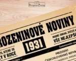 Narozeninové noviny - ročník 1931 s horoskopem, starý papír. Náhled.