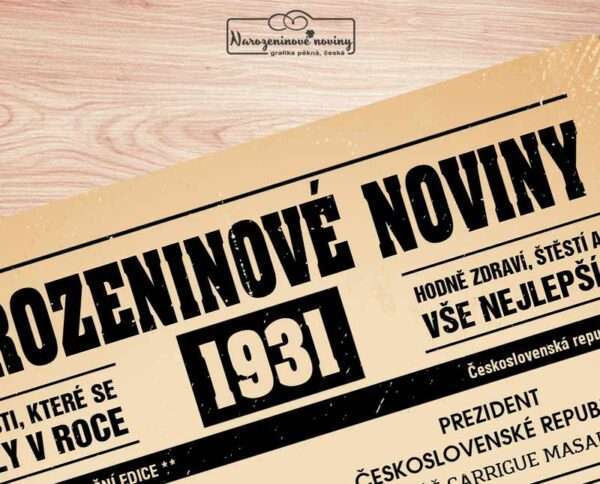 Narozeninové noviny - ročník 1931 s horoskopem, starý papír. Náhled.