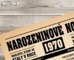 Narozeninové noviny - ročník 1970 s horoskopem, starý papír. Náhled.