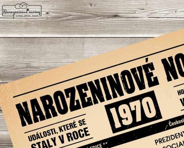 Narozeninové noviny - ročník 1970 s horoskopem, starý papír. Náhled.
