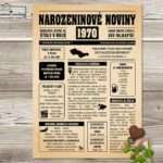 Narozeninové noviny - ročník 1970 s horoskopem, starý papír. Náhled.