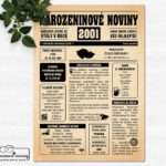 Narozeninové noviny - ročník 2001 s horoskopem, starý papír. Náhled.