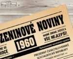 Narozeninové noviny - ročník 1960 s horoskopem, starý papír. Náhled.