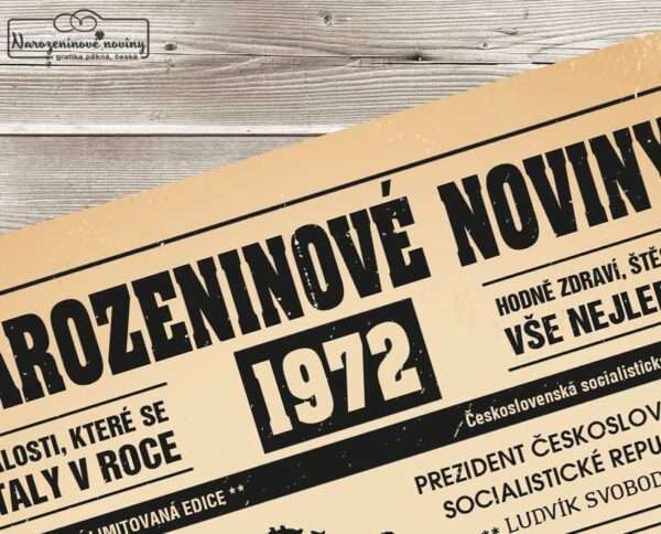 Narozeninové noviny - ročník 1972 s horoskopem, starý papír. Náhled.