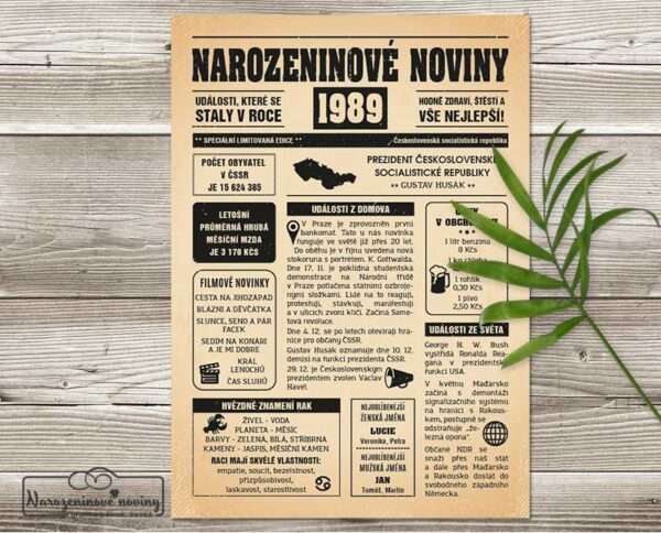 noviny-k-narozeninam-1989 Narozeninové noviny 1989 - jednostranné - Obrázek 1
