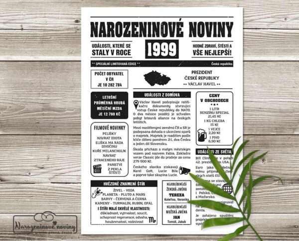 Narozeninové noviny 1999 - jednostranné - Obrázek 2