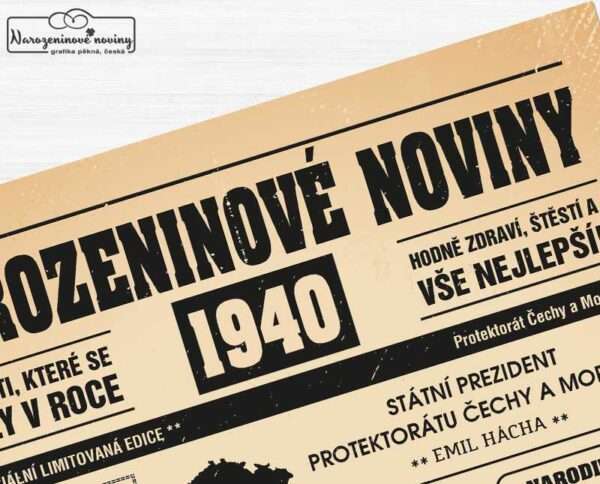 Narozeninové noviny 1940 - jednostranné - Obrázek 3