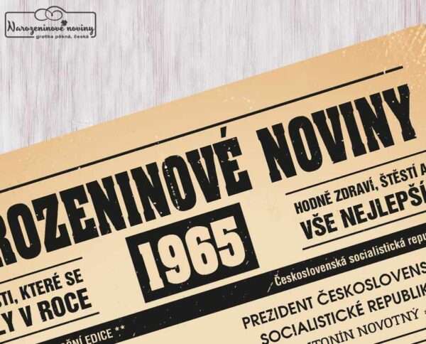 Detail noviny k narozeninám 1965