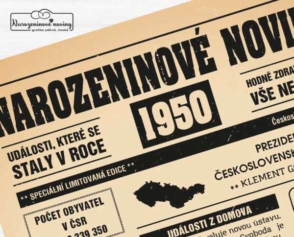 Narozeninové noviny 1950 - jednostranné - Obrázek 3