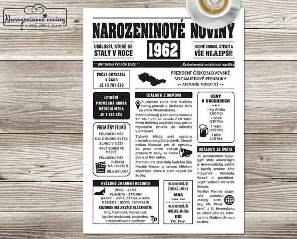 Narozeninové noviny 1962 - jednostranné - Obrázek 2