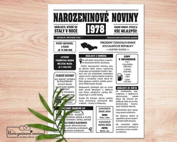 Narozeninové noviny - ročník 1978 - černobílé