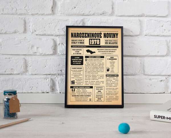 Narozeninové noviny - ročník 1978 s horoskopem, starý papír.