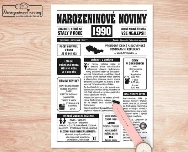Narozeninové noviny 1990 - jednostranné - Obrázek 2