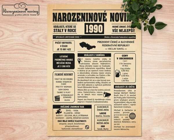 Narozeninové noviny 1990 - jednostranné - Obrázek 1