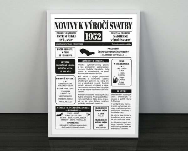 Noviny k výročí svatby - svatební noviny