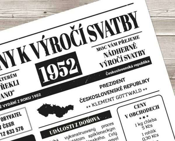 Noviny k výročí svatby - svatební noviny