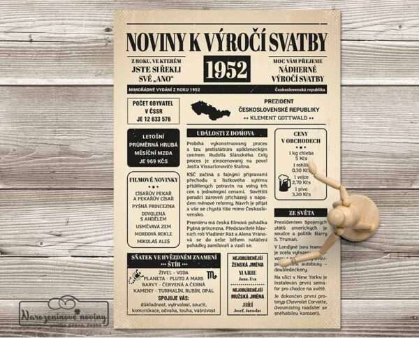 noviny-k-vyroci-svatby-1952 Noviny k výročí svatby - svatební noviny