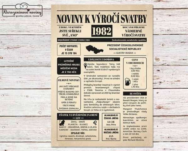 Noviny k výročí svatby - svatební noviny
