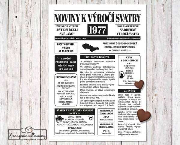 Noviny k výročí svatby - svatební noviny