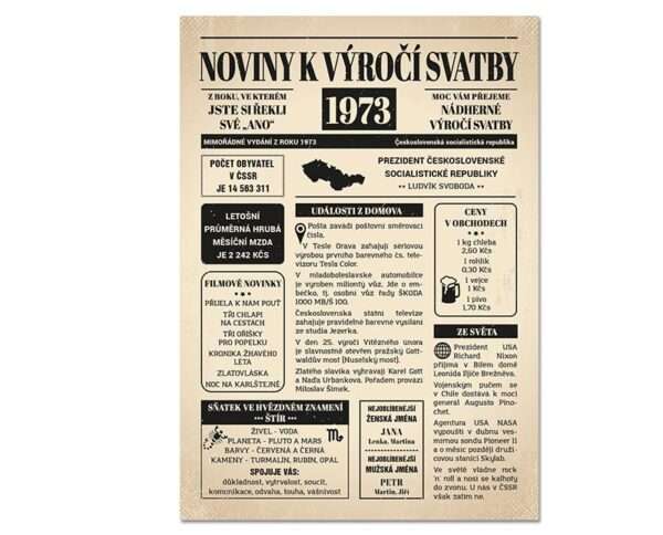 Svatební noviny 1973 - výročí svatby