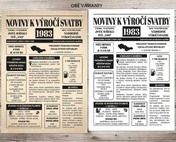 Svatební noviny 1983 - výročí svatby