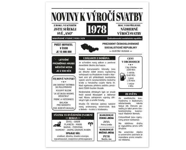 Svatební noviny 1978 - výročí svatby