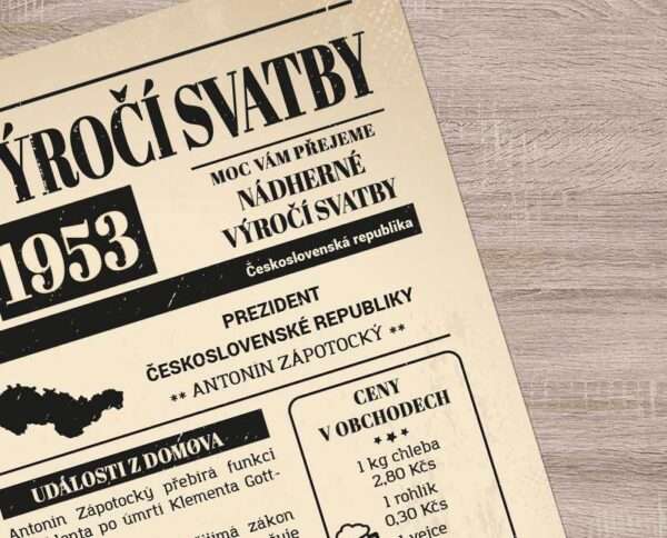 Svatební noviny 1953 - výročí svatby