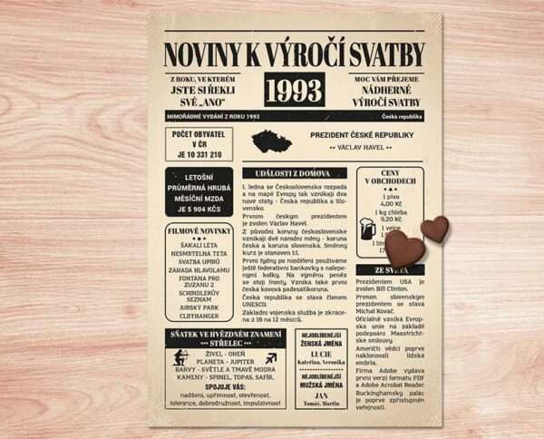 Svatební noviny 1953 - výročí svatby