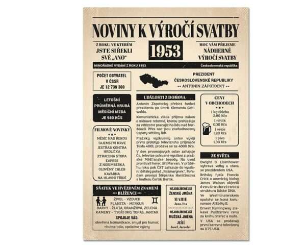 Svatební noviny 1953 - výročí svatby