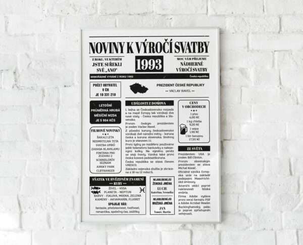 Svatební noviny 1993 - výročí svatby