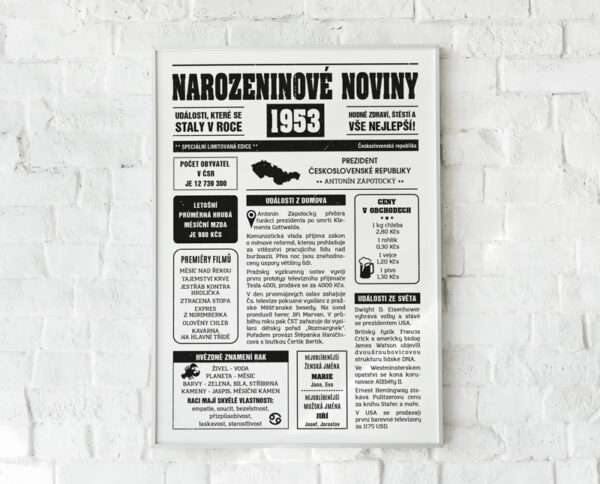 Narozeninové noviny 1953