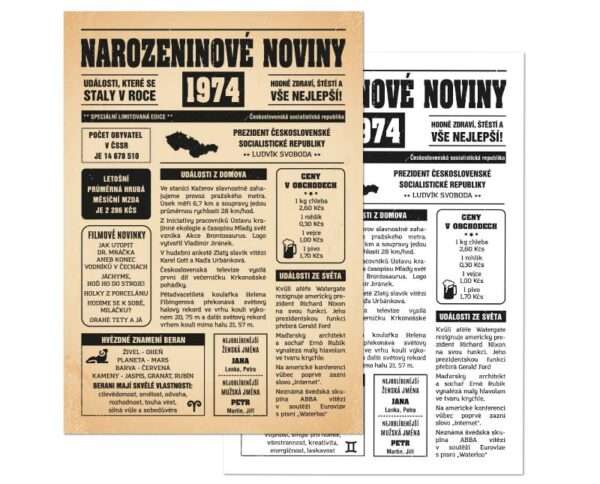 Narozeninové noviny 1974 - jednostranné - Obrázek 3