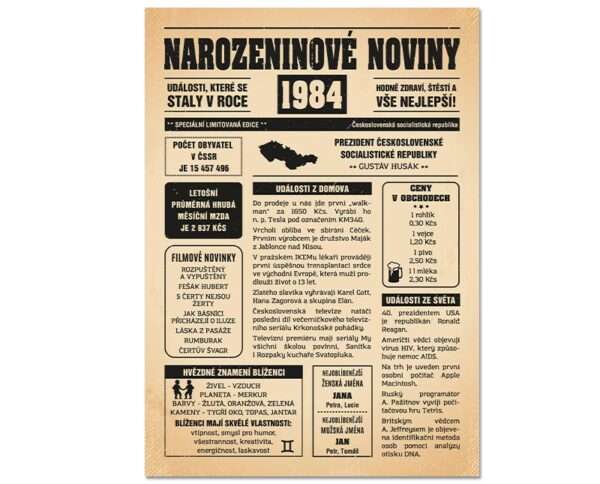 Narozeninové noviny 1984 - jednostranné - Obrázek 3