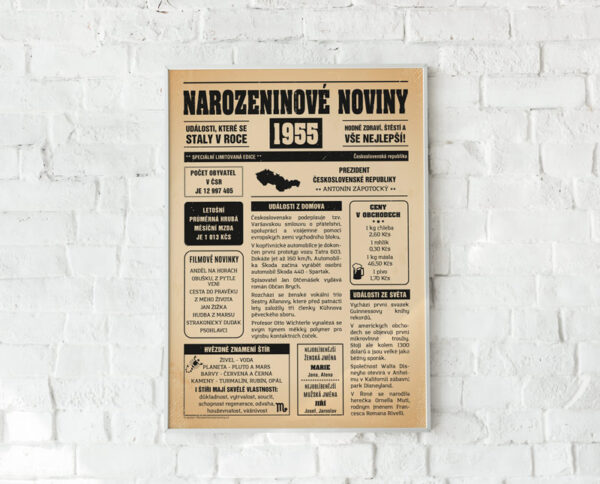 Retro narozeninové noviny 1955
