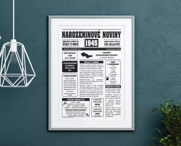 Narozeninové noviny 1945 - obraz jako dárek