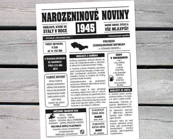 Narozeninové noviny 1945 - plakát