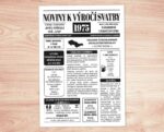 černobílé noviny k výročí svatby 1975