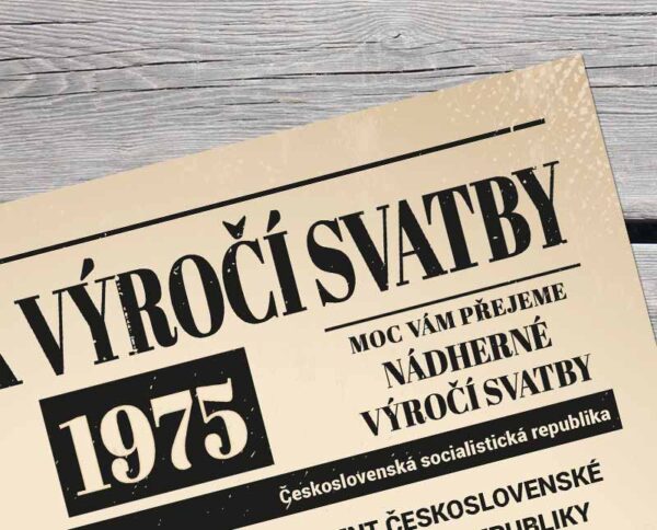 detail novin k výročí svatby 1975