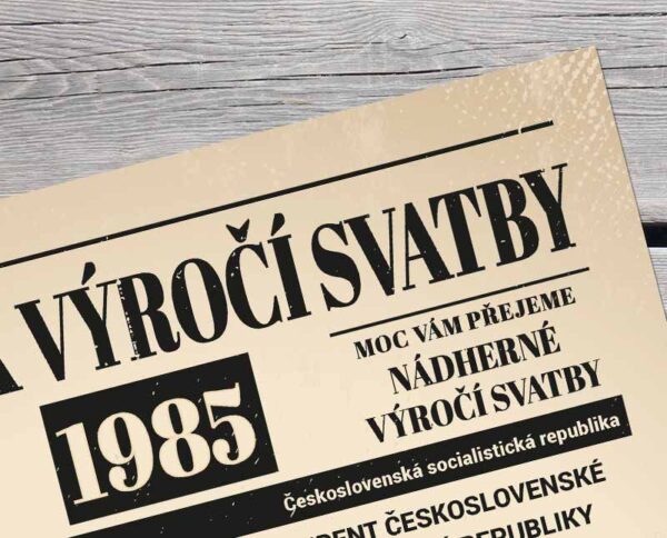 detail novin k výročí svatby 1985