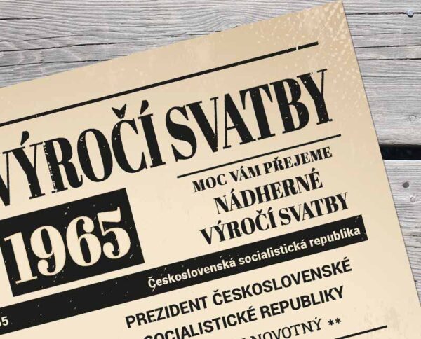 Detail noviny k výročí svatby 1965