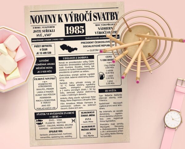noviny k výročí svatby 1985